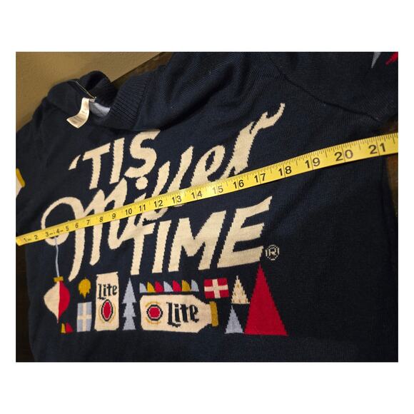 Miller Lite Ugly Christmas Holiday Sweater Mens Large Blue - Picture 8 of 10